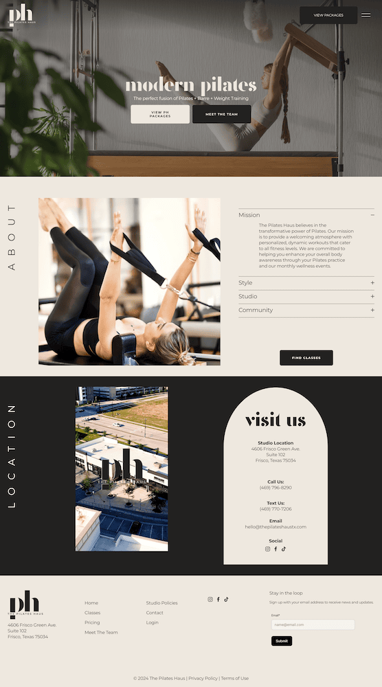 Pilates Haus home page | Designed by Site Moxy