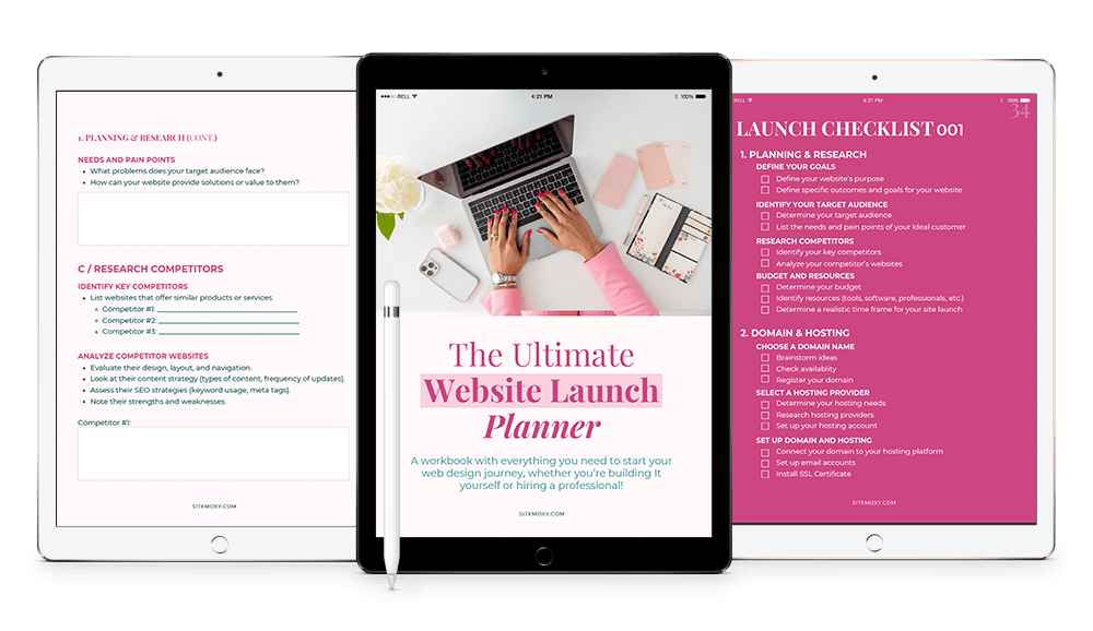 An overhead view of Ultimate Website Planner Mockup- A free download from Site Moxy